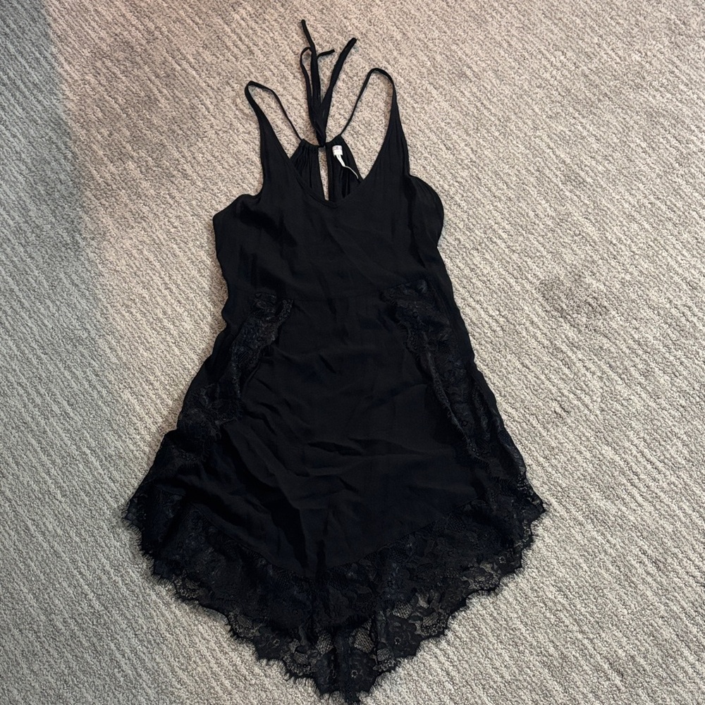 Free People Intimately Black lace slip/ dress size small